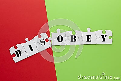 Disobey Transformed to Obey Stock Photo