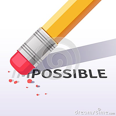 Changing word impossible to possible with eraser Vector Illustration