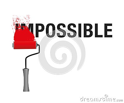 Changing the word impossible to possible with red color black text Vector Illustration