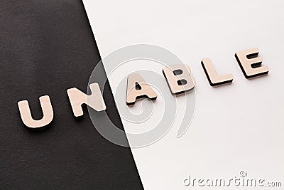 Changing word unable into able Stock Photo