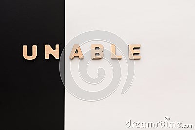 Changing word unable into able Stock Photo