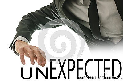 Changing word Unexpected into Expected Stock Photo