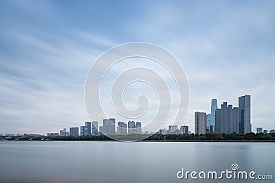 Changsha skyline and xiangjiang river Stock Photo