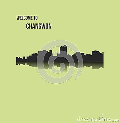 Changwon, South Korea city silhouette Vector Illustration