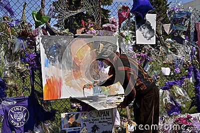 Painter memorializes the PRINCE Editorial Stock Photo