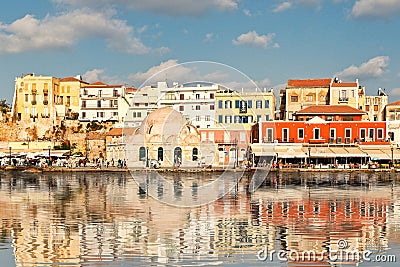Chaniaâ€™s Venetian Harbour in Crete, Greece Editorial Stock Photo