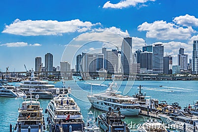 Channel Bridges Marina Yachts Downtown Miami Florida Stock Photo