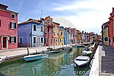 A channel on the island of Burano Editorial Stock Photo