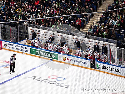 channel one hockey Cup. Game action between Czech Republic V Sweden at CSKA Arena Moscow Editorial Stock Photo