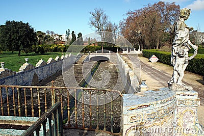 Channel of the Tiles, Canal dos Azulejos, in the Gardens of the Palace of Queluz, near Lisbon, Portugal Stock Photo