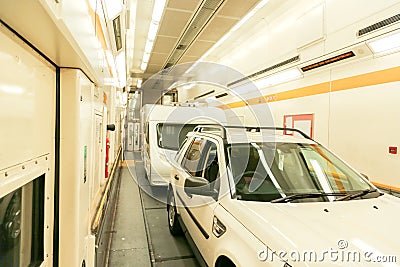 Channel Tunnel train carriage Stock Photo