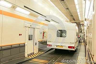 Channel Tunnel train carriage Stock Photo