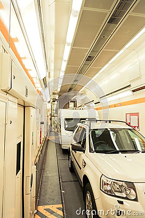 Channel Tunnel train carriage Stock Photo