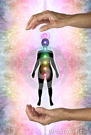 Channelling Distant Healing to the Seven Chakras Stock Photo