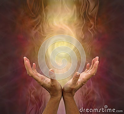 Channelling Golden Vortex healing energy Stock Photo