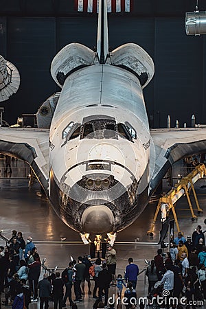 Chantilly, VA - 10-14-2023: The Discovery Space Shuttle at Steven F Udvar-Hazy Center Editorial Stock Photo