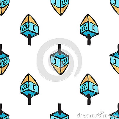 Chanukah seamless pattern with sevivon. Jewish religious holiday of Hanukkah. Vector illustration Vector Illustration