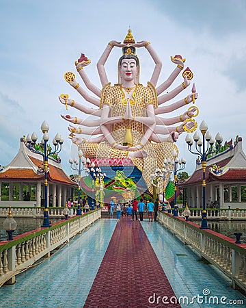 Chao Mae Kuan Im or Guanyin, the Goddess of Mercy, in Wat Plai Leam Temple on Koh Samui Island, Thailand Editorial Stock Photo