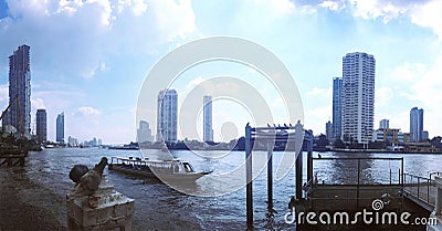 Chao Phraya River ,Beautiful Bangkok cityscape , River view , Bangkok ,Thailand Stock Photo