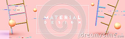 Chaos abstract background with 3d objects. Vector Illustration