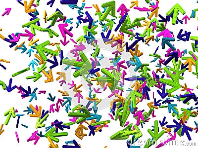 Chaos: colorful arrows with random direction Stock Photo