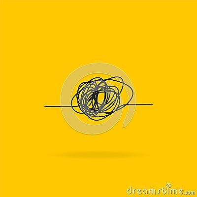 Chaos icon. Ball of thread line icon with scribble. Hand drawn scrawled sketch. Tangled ball of thread. Vector Vector Illustration