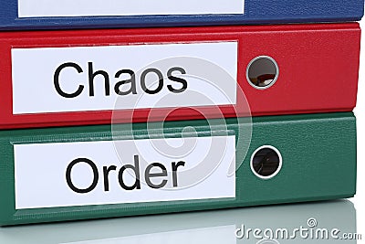 Chaos and order organisation in office business concept Stock Photo
