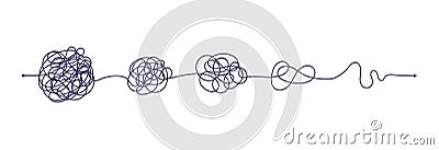 Chaos simplifying, problem solving and business solution searching challenge concept vector illustration set. Vector Illustration