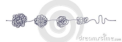Chaos simplifying, problem solving and business solution searching challenge concept vector illustration set. Vector Illustration
