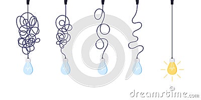 Chaos simplifying, problem solving and business solutions idea searching concept vector illustration. Vector Illustration