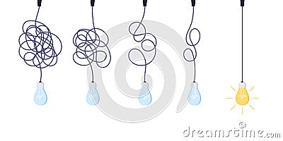 Chaos simplifying, problem solving and business solutions idea searching concept vector illustration. Vector Illustration