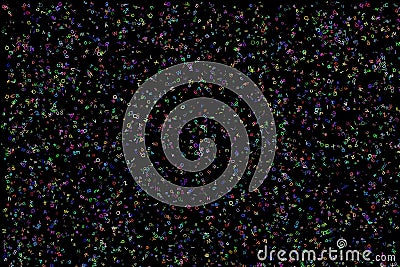 Chaotic digital art representation of a computer virus with random letters and numbers Stock Photo