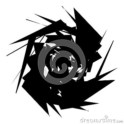 Chaotic, edgy, sharp, shrill textured geometric random radial abstract art element Vector Illustration