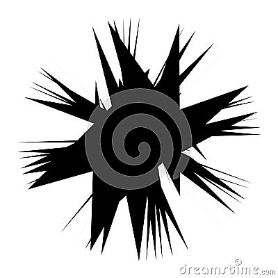 Chaotic, edgy, sharp, shrill textured geometric random radial abstract art element Vector Illustration