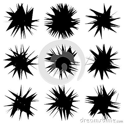 Chaotic, edgy, sharp, shrill textured geometric random radial abstract art element Vector Illustration