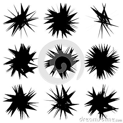 Chaotic, edgy, sharp, shrill textured geometric random radial abstract art element Vector Illustration