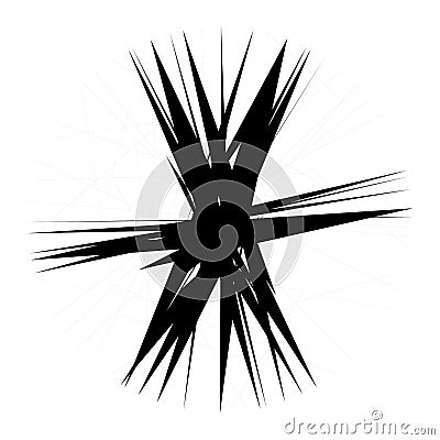 Chaotic, edgy, sharp, shrill textured geometric random radial abstract art element Vector Illustration