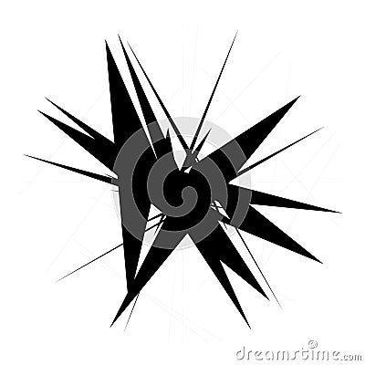 Chaotic, edgy, sharp, shrill textured geometric random radial abstract art element Vector Illustration