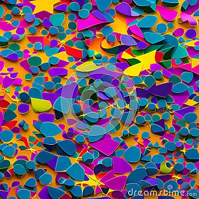 A chaotic and explosive design with overlapping shapes and intense colors3, Generative AI Stock Photo