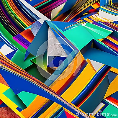 A chaotic and explosive design with overlapping shapes and intense colors4, Generative AI Stock Photo