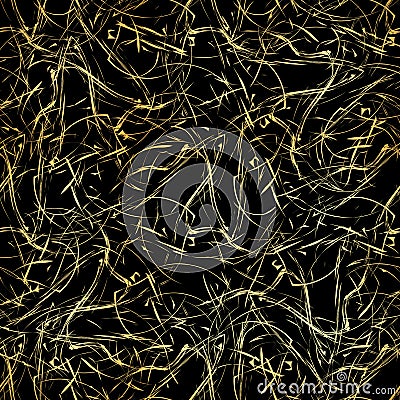 Chaotic golden Lines seamless, Random Chaotic Lines, Scattered Lines, Random Chaotic Lines Asymmetrical pattern Texture Vector Art Stock Photo