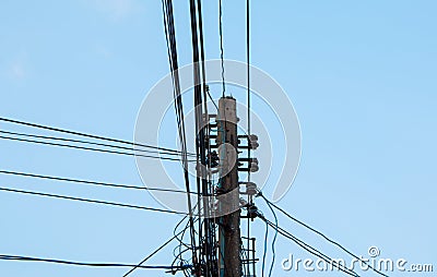 Chaotic mess of a wires Stock Photo