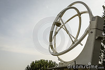The chaotic pendulum, a physical experiment. Statue in Barcelona Stock Photo