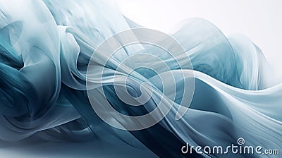 Chaotic Soft smooth silky frabric twirl in green blue color, wavy dynamic transparent satin isolated on white, creativity concept Stock Photo