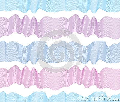 Chaotic waves seamless pattern, vector curve lines abstract repeat tiling background, multicolor rhythmic waves. Vector Illustration