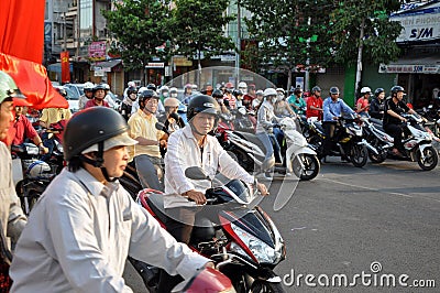 Chaotically scouter traffic in Ho Chi Minh city, Vietnam Editorial Stock Photo