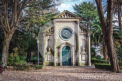 Chapel in Crystal Palace Gardens, park in Porto Editorial Stock Photo