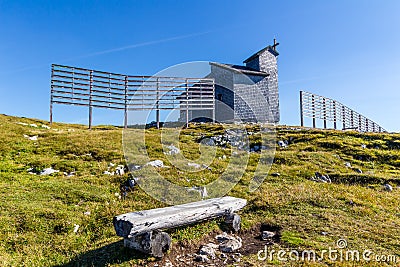 Chapel at the Dachstein on the path to the Five Fingers viewing platform Stock Photo