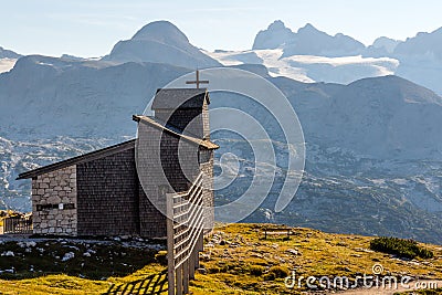 Chapel at the Dachstein on the path to the Five Fingers viewing platform Stock Photo