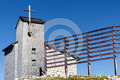 Chapel at the Dachstein on the path to the Five Fingers viewing platform Stock Photo